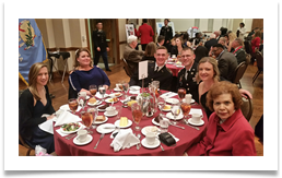 Dinner Table L-R: Ashley, Kristin, Matthew, LTC Joshua Mau, Kelly, Raqui